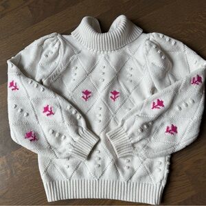 Janie and Jack White Sweater with Pink Accents